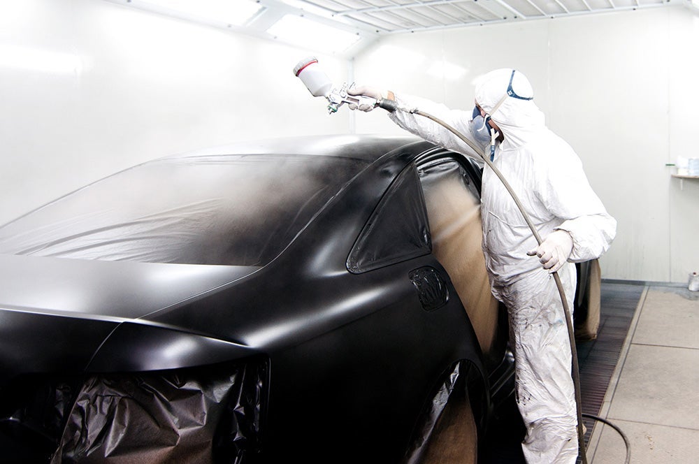 Full vehicle repaint in progress